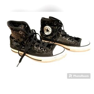 Limited edition vintage Converse All-Star black sequin high-tops